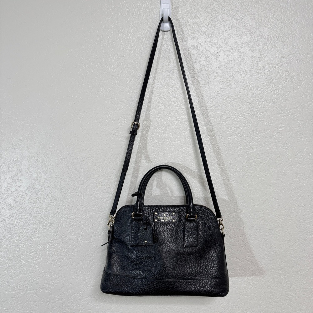 Kate Spade Satchel Women Medium Black Pebbled Leather Dome Crossbody Handbag